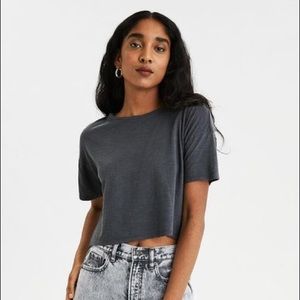 AE Boxy Crop T shirt Heathered Gray